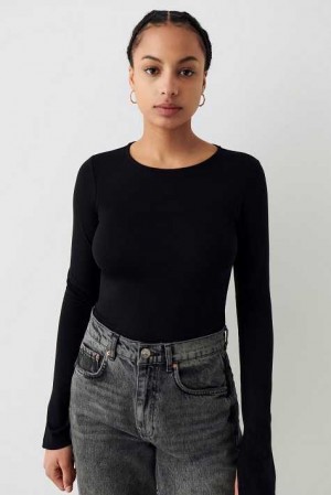 Black Women Gina Tricot Soft Touch Sweaters | 80CHDMWPQ