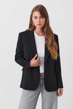 Black Women Gina Tricot Straight Regular Blazer | 60UJHKQCV