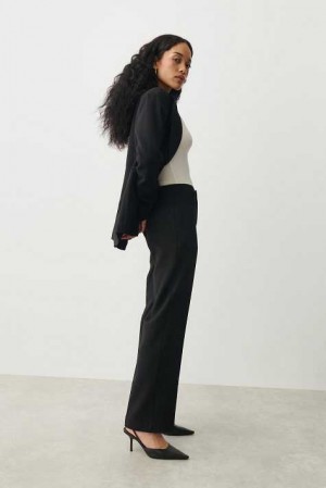 Black Women Gina Tricot Straight Regular Trousers | 07NLIURCP