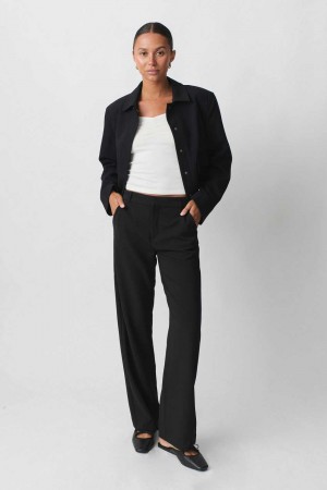 Black Women Gina Tricot Straight Regular Trousers | 60RPHXGEF