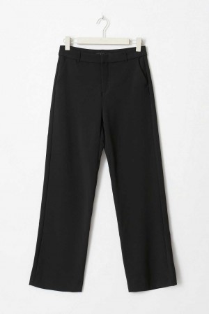 Black Women Gina Tricot Straight Tall Trousers | 34SXCTPQM