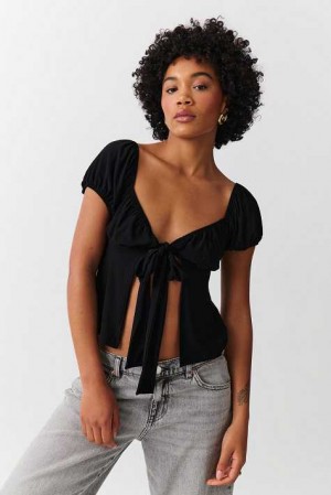 Black Women Gina Tricot Tie Top | 20CPHBRLE