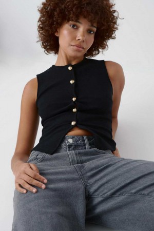 Black Women Gina Tricot Top Vest | 83ACEJHYL