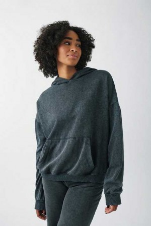 Black Women Gina Tricot Washed Hoodie | 56TYEOGDL