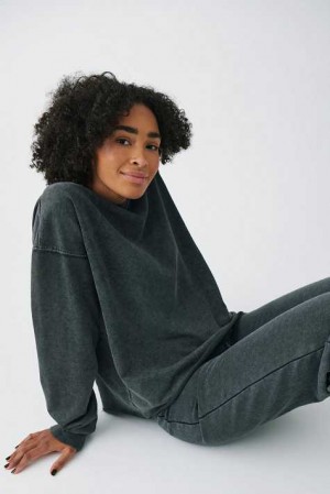 Black Women Gina Tricot Washed Sweaters | 23HIJLSOT