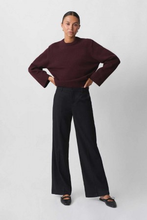 Black Women Gina Tricot Wide Leg Suit Trousers | 48HVBIEAJ