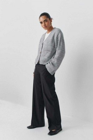 Black Women Gina Tricot Wide Leg Suit Trousers | 69GSBOZYN