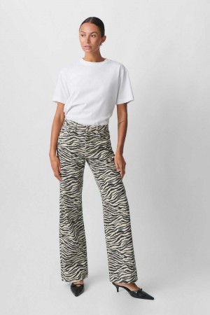 Black Women Gina Tricot Zebra Jeans | 90EGPOUWB