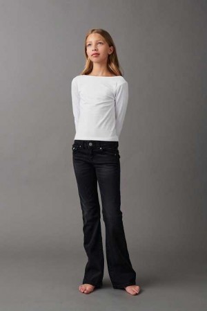 Black Young Gina Tricot Chunky Low Flared Jeans | 45LSHXNFG