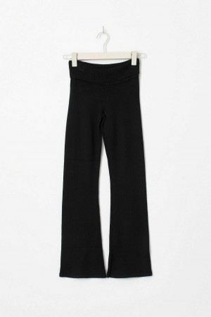 Black Young Gina Tricot Knitted Yoga Pants | 52OKJNQFM