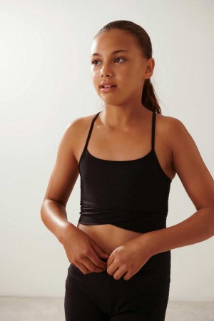 Black Young Gina Tricot Sporty Yoga Top | 49PONLAKB