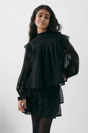 Black Young Gina Tricot Y Boho Lace Blouse | 49IJWOUCA