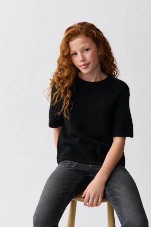 Black Young Gina Tricot Y Knitted T Shirts | 25PTGSEWO