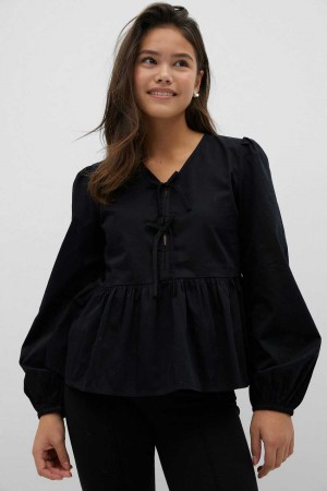 Black Young Gina Tricot Y Puff Sleeve Blouse | 73IRDWLBA