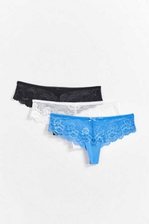 Blue Women Gina Tricot 3-pack Lace Thong | 84KZGSAEY