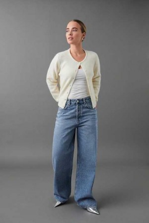 Blue Women Gina Tricot Baggy Wide Jeans | 30BMPSYAG