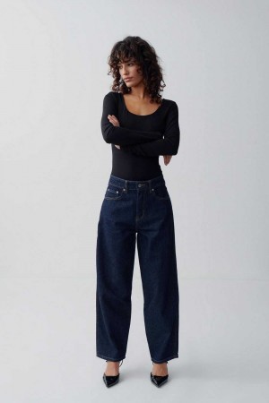 Blue Women Gina Tricot Barrel Jeans | 63MYSGUDZ