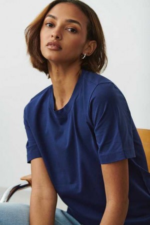 Blue Women Gina Tricot Basic Original T Shirts | 42GZCBEMT