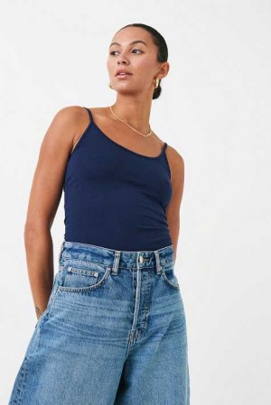 Blue Women Gina Tricot Basic Strap Tank Top | 81XOZIMES