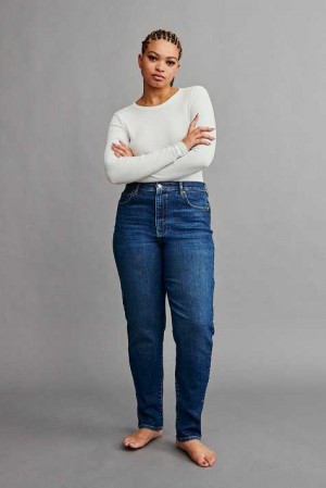 Blue Women Gina Tricot Comfy Mom Jeans | 48GPIHSRJ