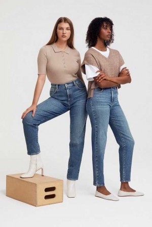 Blue Women Gina Tricot Comfy Mom Jeans | 76TSYKGPZ