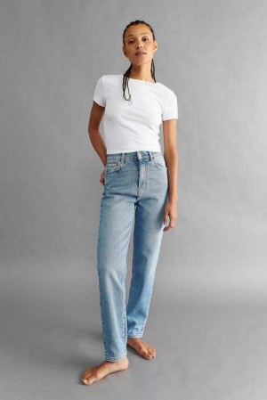 Blue Women Gina Tricot Comfy Mom Jeans | 37KBJFZGR