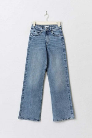 Blue Women Gina Tricot Comfy Wide Tall Jeans | 51NZMOQBL