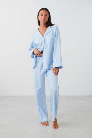 Blue Women Gina Tricot Flannel Pyjamas | 07GESKUFB