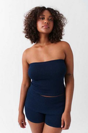 Blue Women Gina Tricot Knitted Tube Top | 40DCBEATF