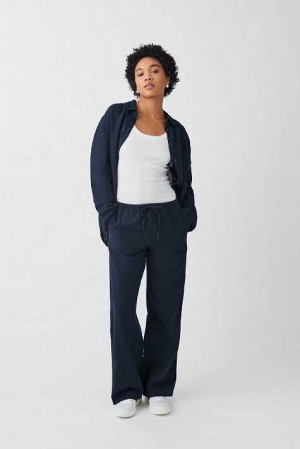 Blue Women Gina Tricot Linen Blend Trousers | 96JAPETFC