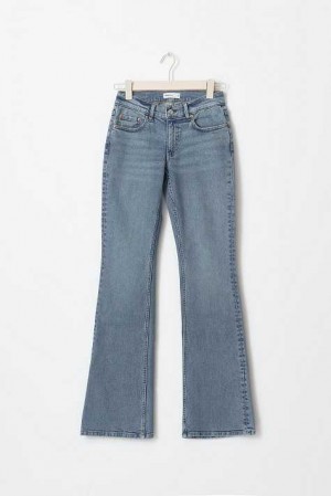 Blue Women Gina Tricot Low Petite Bootcut Jeans | 28WTRKFPX