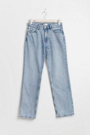 Blue Women Gina Tricot Low Straight Petite Jeans | 98AYWRMTB