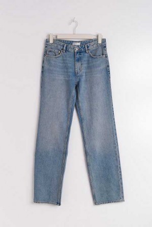 Blue Women Gina Tricot Low Straight Petite Jeans | 69WUNLPGZ