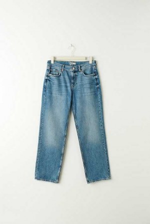 Blue Women Gina Tricot Low Straight Petite Jeans | 50WVHNOYS