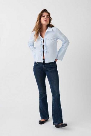 Blue Women Gina Tricot Low Waist Bootcut Jeans | 25GRUHPBT