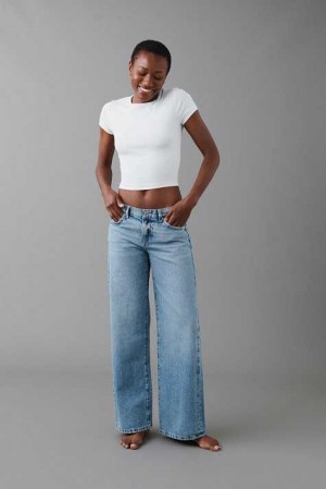 Blue Women Gina Tricot Low Wide Jeans | 92CNXDBUJ