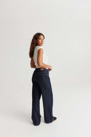 Blue Women Gina Tricot Low Wide Jeans | 98UDAQEKG