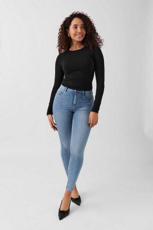 Blue Women Gina Tricot Molly High Waist Jeans | 60MXDQTAV