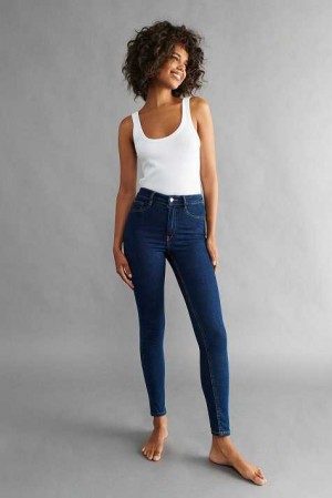 Blue Women Gina Tricot Molly High Waist Jeans | 71ZECYVGK