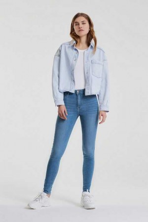 Blue Women Gina Tricot Molly High Waist Jeans | 93NYBMKVI