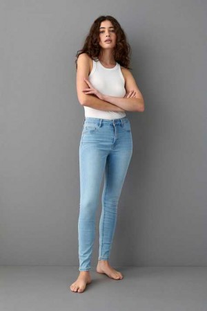 Blue Women Gina Tricot Molly High Waist Jeans | 01UAHJOME