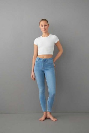 Blue Women Gina Tricot Molly High Waist Jeans | 18TOQSBPV