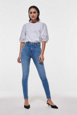 Blue Women Gina Tricot Molly High Waist Jeans | 08MUKISYG