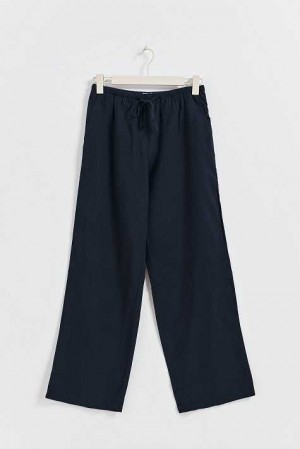 Blue Women Gina Tricot Petite Linen Blend Trousers | 41WHZGDYU