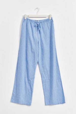 Blue Women Gina Tricot Petite Linen Blend Trousers | 89BRMNIYP