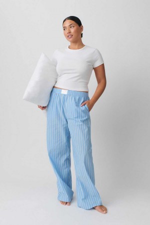 Blue Women Gina Tricot Poplin Pyjamas | 43PXUQSFZ