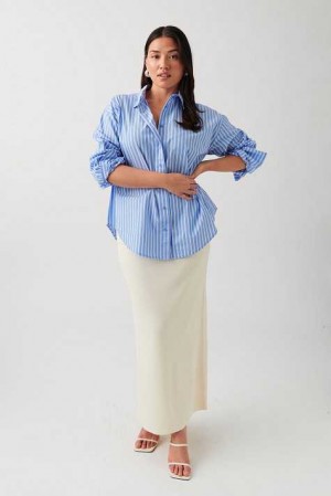 Blue Women Gina Tricot Poplin Shirts | 31JXIZUVK