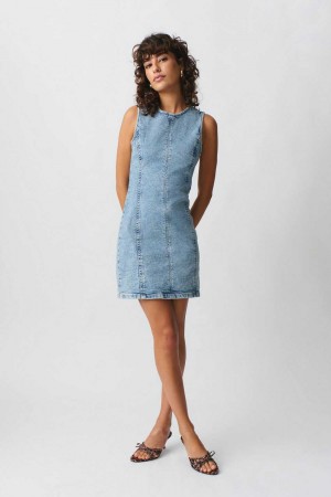 Blue Women Gina Tricot Short Denim Dress | 01EAMWKRS