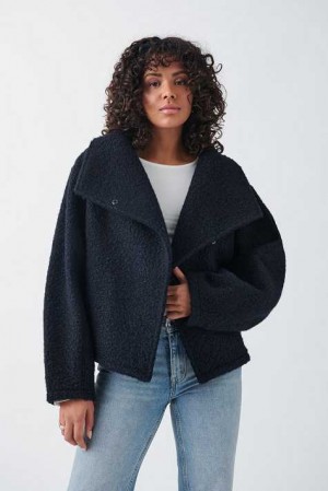 Blue Women Gina Tricot Soft Boucle Jacket | 50HBVZWSQ