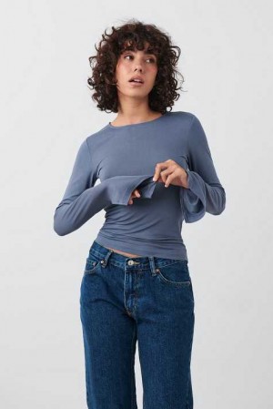 Blue Women Gina Tricot Soft Touch Sweaters | 42KNRCMEL